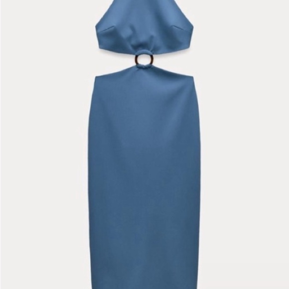 Elegant Blue Halter Dress